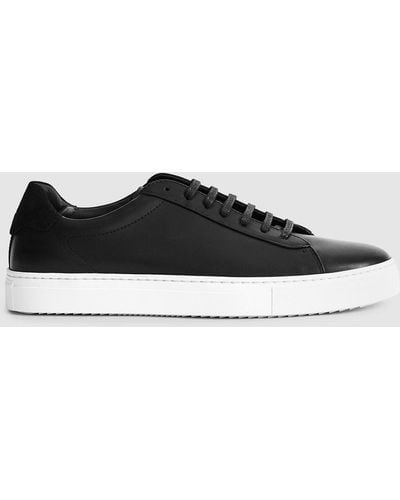Reiss Finley - Leather Sneakers - Black
