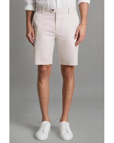 Reiss Wicket - Chalk Modern Fit Cotton Blend Chino Shorts, 40 - White