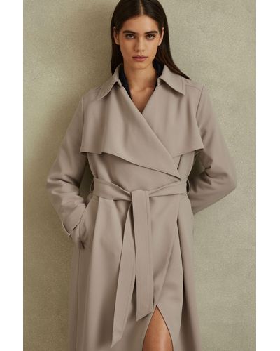 Reiss Etta - Mink Neutral Petite Double Breasted Belted Trench Coat - Multicolor