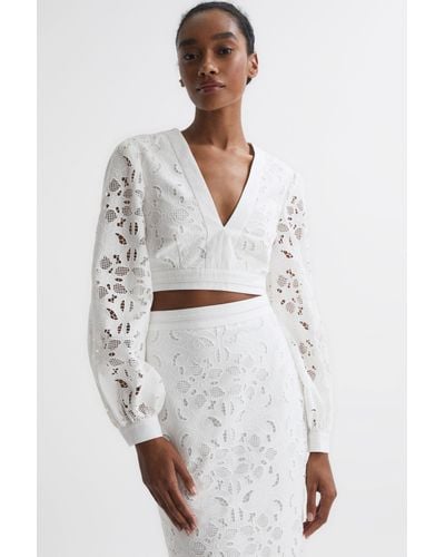 White Lace Blouses for Women - Up to 77% off