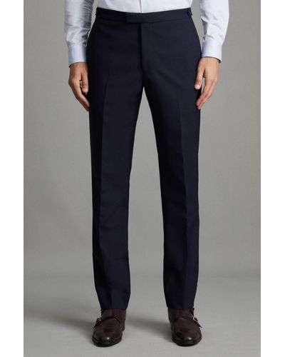 Reiss Bold - Navy Slim Fit Wool Pants, Uk 30 R - Blue