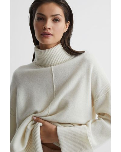 Reiss Sarah - Cream Wool-cashmere Roll Neck Sweater, M - Gray