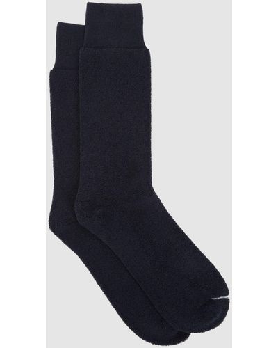 Reiss Alers - Navy Cotton Blend Terry Towelling Socks, M/l - Blue