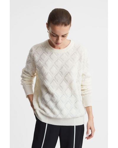 Madeleine Thompson Cream Wool-cashmere Textured Crew Neck Sweater - White