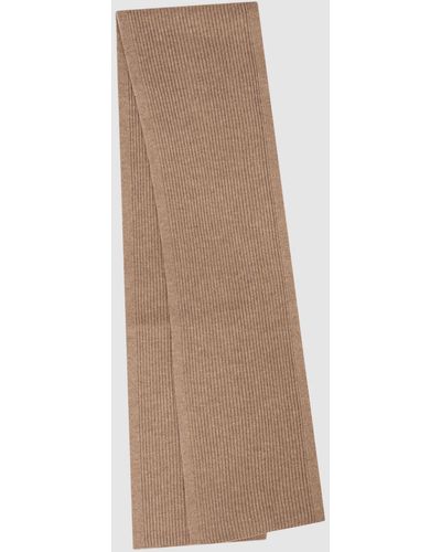 Reiss Chesterfield - Camel Merino Wool Ribbed Scarf, One - Natural