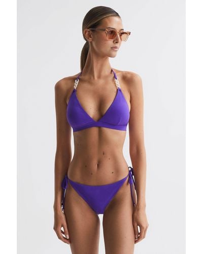 Reiss Ripley - Purple Side Tie Bikini Bottoms - Blue