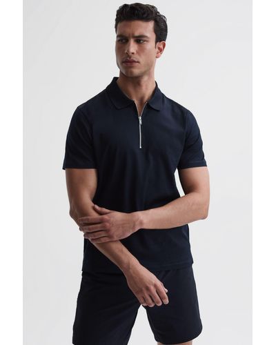 Reiss Belfry - Navy Mercerised Egyptian Cotton Polo Shirt, Uk 2x-large - Blue