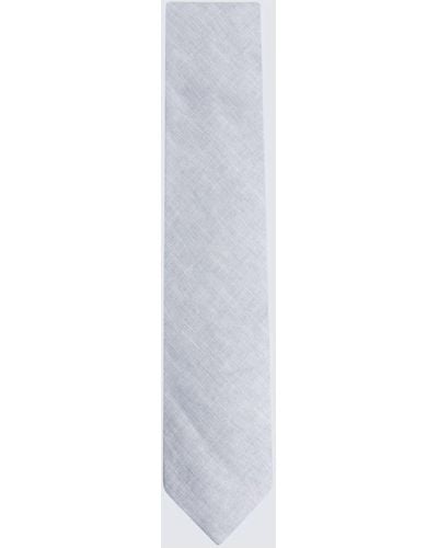 Reiss Lazzaro - Ice Melange Linen Tie, One - White