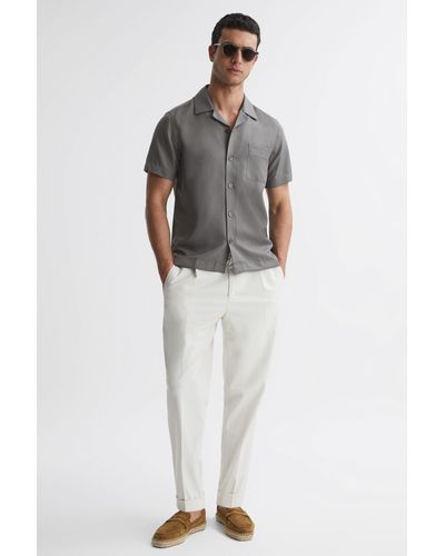 Reiss Tokyo - Gray Cuban Collar Button-through Shirt
