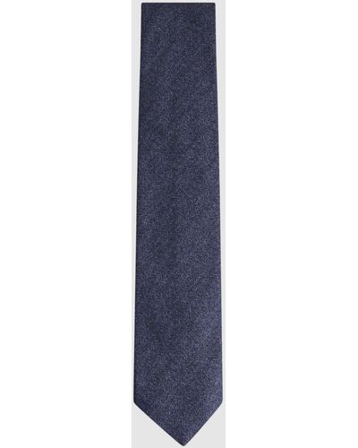 Reiss Cres - Airforce Blue Melange Brushed Cotton Herringbone Tie