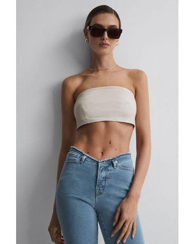 GOOD AMERICAN Bandeau Top, Off White - Blue