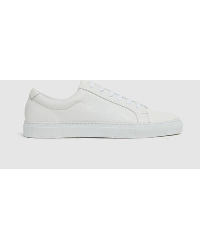 Reiss Tumbled - White Luca Tumbled Tumbled Leather Sneakers, Us 9