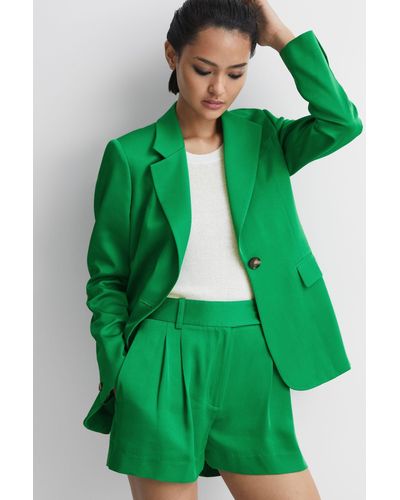 Reiss Sofie - Green Tailored Single Breasted Blazer, Us 6