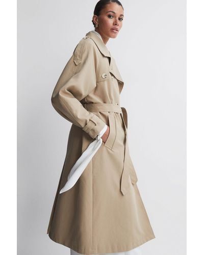 Meotine Bobby - Mid Length Trench Coat, Beige - Natural