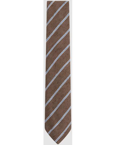 Reiss Ravenna - Chocolate Melange Silk Blend Textured Tie, One - Multicolor