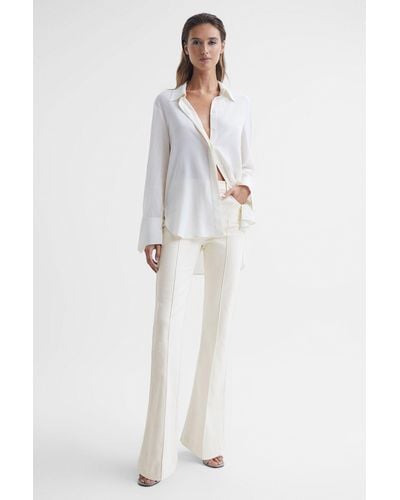 Reiss Florence - Cream High Rise Flared Pants - White