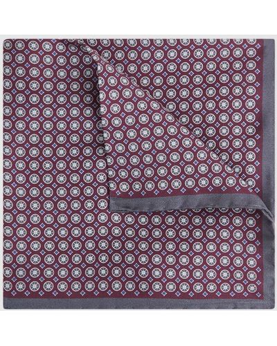 Reiss Martino - Bordeaux/charcoal Montecristo Silk Printed Pocket Square, One - Purple