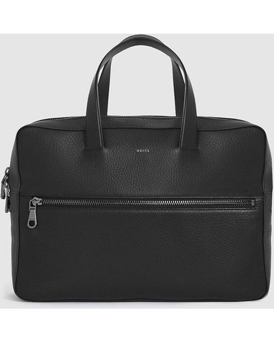 Reiss Isaac - Leather Laptop Carrier - Black