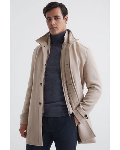 Reiss Moat - Cream Wool-blend Overcoat, Uk X-large - Natural