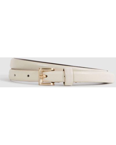 Reiss Mini - Off White Molly Mini Leather Belt, L - Natural