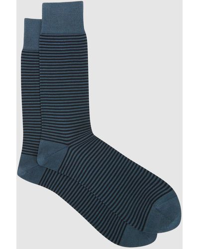 Reiss Stripe - Airforce Blue/ Navy Mario Stripe Striped Socks, Uk S/m