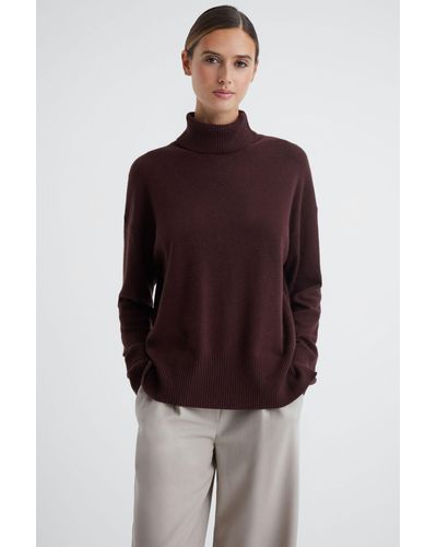 Reiss Alexis - Berry Wool Blend Roll Neck Sweater - Red