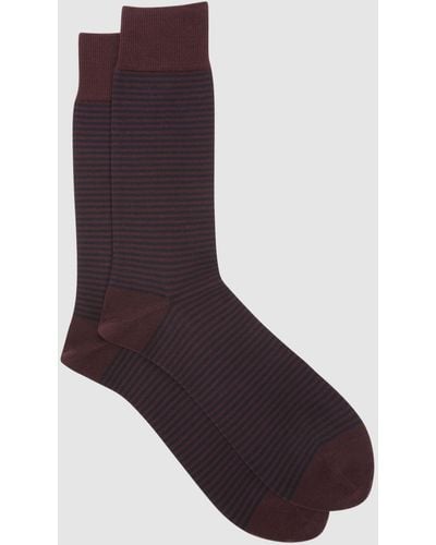 Reiss Stripe - Bordeaux Mario Stripe Striped Socks, M/l - Purple