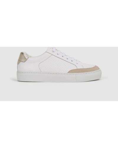 Reiss Ashley - Gold Low Top Leather Sneakers, Us 7.5 - Metallic
