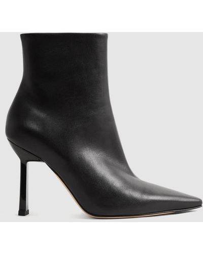 Reiss Scarlett - Black Atelier Italian Leather Heeled Ankle Boots