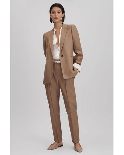 Reiss Wren - Mink Neutral Petite Single Breasted Suit Blazer, Us 2 - Natural