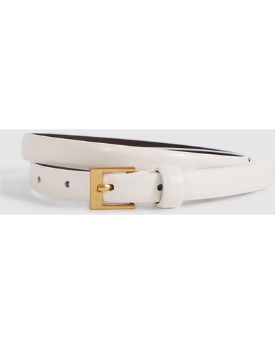 Reiss Holly - Off White Thin Leather Belt, S