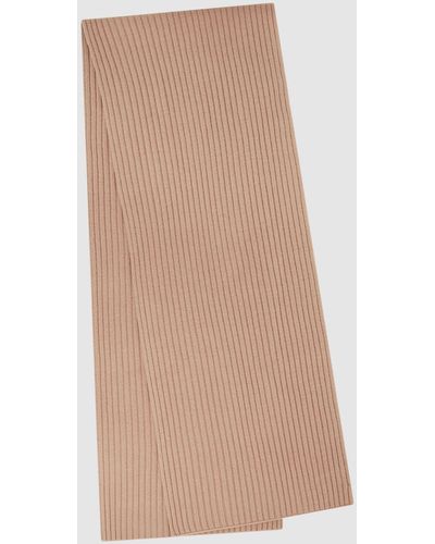 Reiss Laurel - Pink Cashmere-wool Scarf, One - Natural