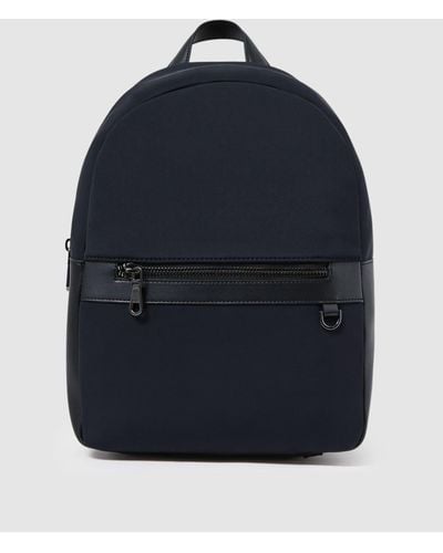 Reiss Drew Dark Navy Neoprene Zipped Backpack - Blue Plain