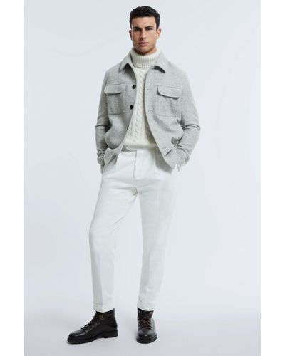 ATELIER Italian Wool Blend Button-through Jacket - White