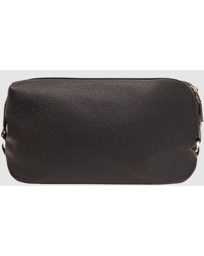 Reiss Cole - Chocolate Leather Washbag, One - Gray