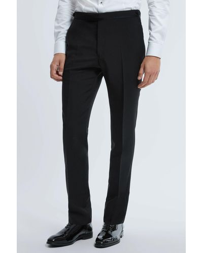 ATELIER Wool Blend Slim Fit Tuxedo Pants - Black
