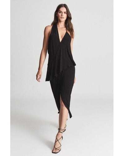 Reiss Xena - Black Strappy Open Back Cocktail Dress, Us 2