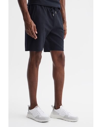 Reiss Robin - Navy Textured Drawstring Shorts, Uk X-small - Blue