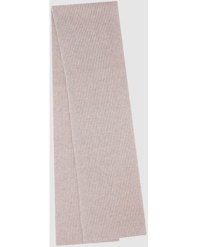 Reiss Alderny - Oatmeal Melange Cashmere Ribbed Scarf, One - Multicolor