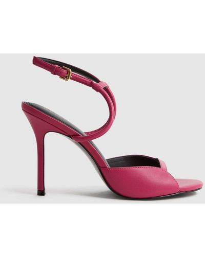 Reiss Harper - Bright Pink Leather Strappy Heels, Uk 5 Eu 38