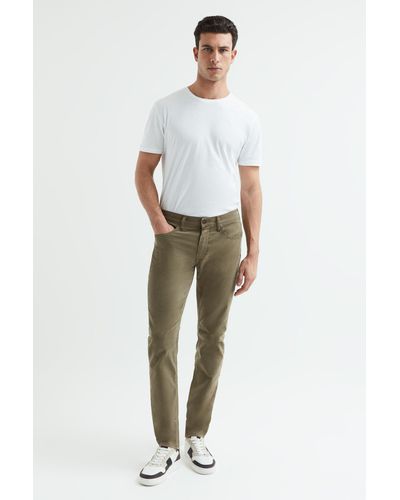 PAIGE Federal - Slim Fit Straight Leg Jeans, Uniform Green - White