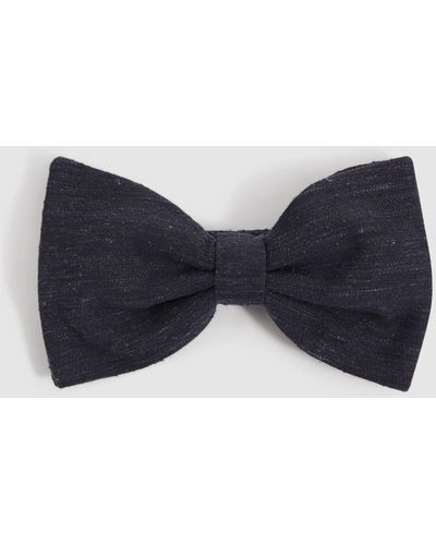 Reiss Padua - Navy Silk Blend Textured Bow Tie - Black