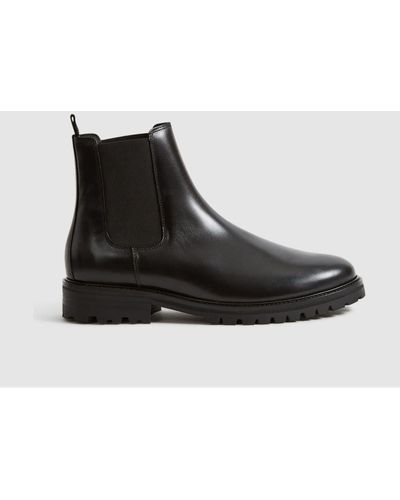 Reiss Chiltern - Black Leather Chelsea Boots, Us 12