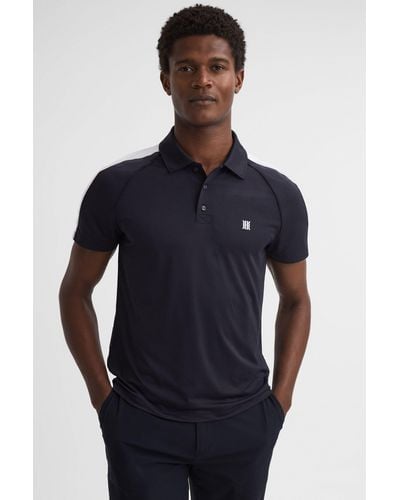 Reiss Camberley - Navy/white Golf Airtech Slim Fit Polo Shirt - Blue