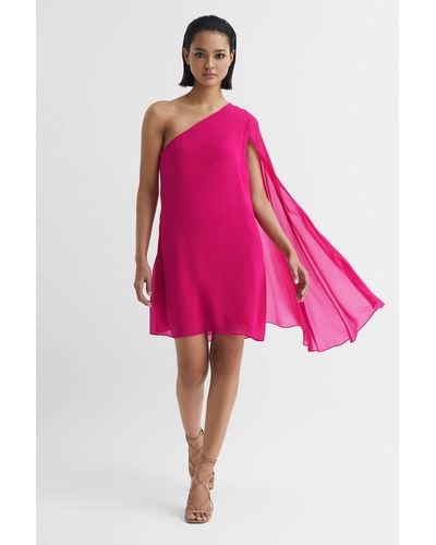 Reiss Fleur - Pink Sheer Cape Sleeve Mini Dress, Us 2
