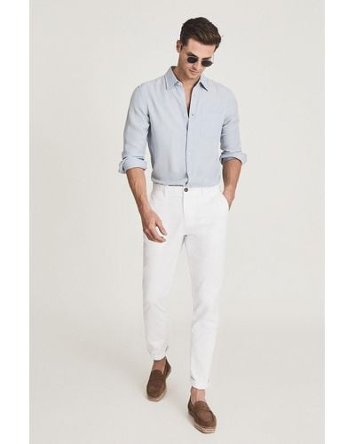 Reiss Pitch - White Slim Fit Washed Chinos, Uk 38 R