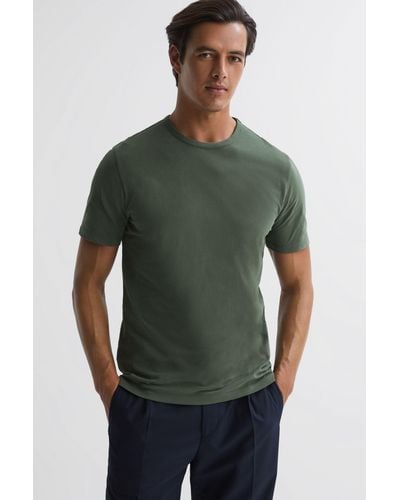 Reiss Melrose - Ivy Green Cotton Crew Neck T-shirt, M