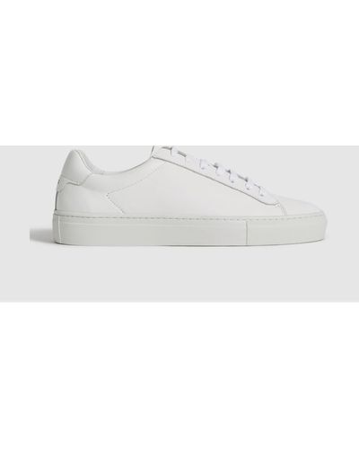 Reiss Finley Lace Up Sneakers - White Leather Plain