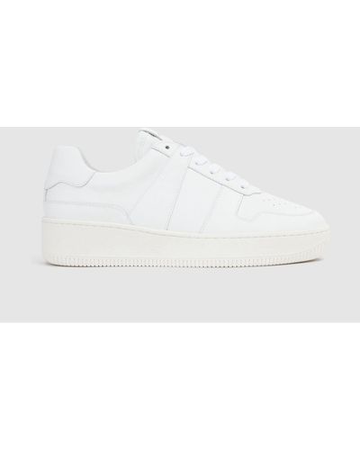 Reiss Aira - White Mid Top Leather Sneakers, Us 8.5