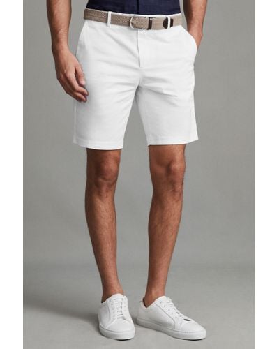 Reiss Wicket - White Modern Fit Cotton Blend Chino Shorts, 28